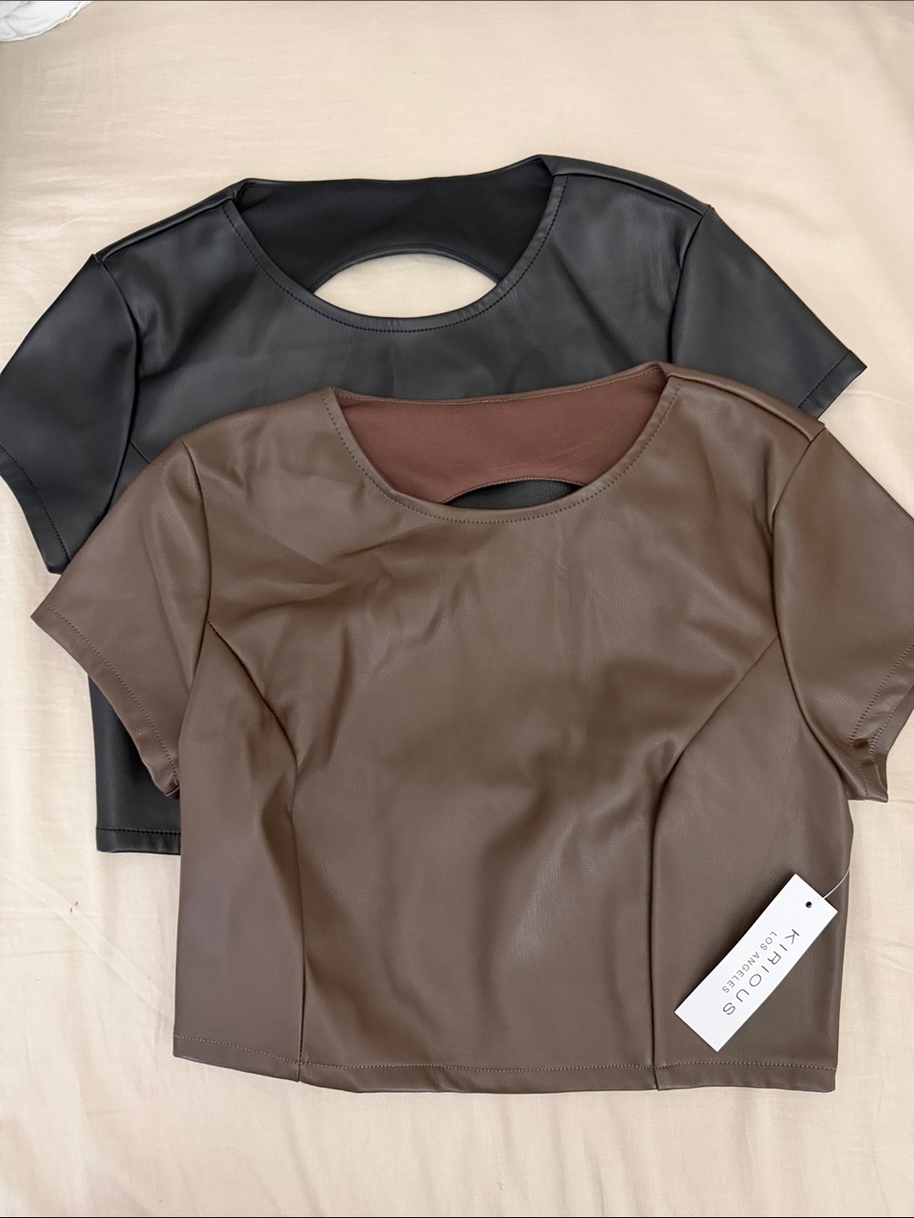 BUNDLE Faux Leather Crop Tops in Black & Brown